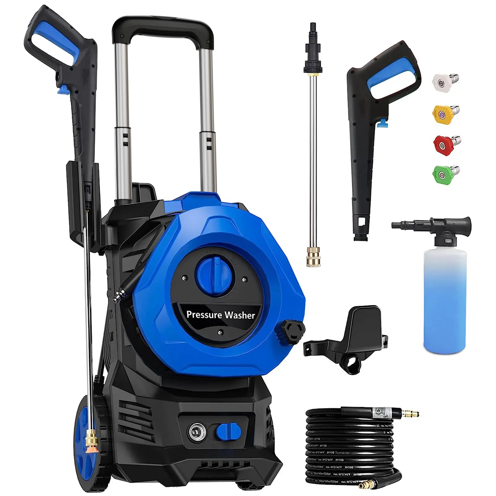 Electric Pressure Washer,5350PSI MAX,Max to 2.5GPM Portable Power Washer with 25 Feet Hose,4 Quick Connect Nozzles,Foam Cannon,Power Cord, Car Wash Machine, Cleaning for Car wash, Garden, Driveway, Home, Fence, Boat, Shed, House