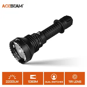 Acebeam L19 2.0 Long Range Flashlight SFT40 Hi 6500k White Led -Throw 1083M 2,200 lumens w/Battery, Holster and Eco Sensa USB C charging cable included., Green Light Verion for Option