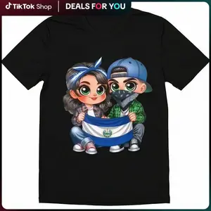 Fashion Designer T-Shirts - Cotton Graphic Tees with Salvadoran Kids with Flag - Charming Soccer Tee,Crewneck,Casual,Men's Gifts Streetwear Menswear