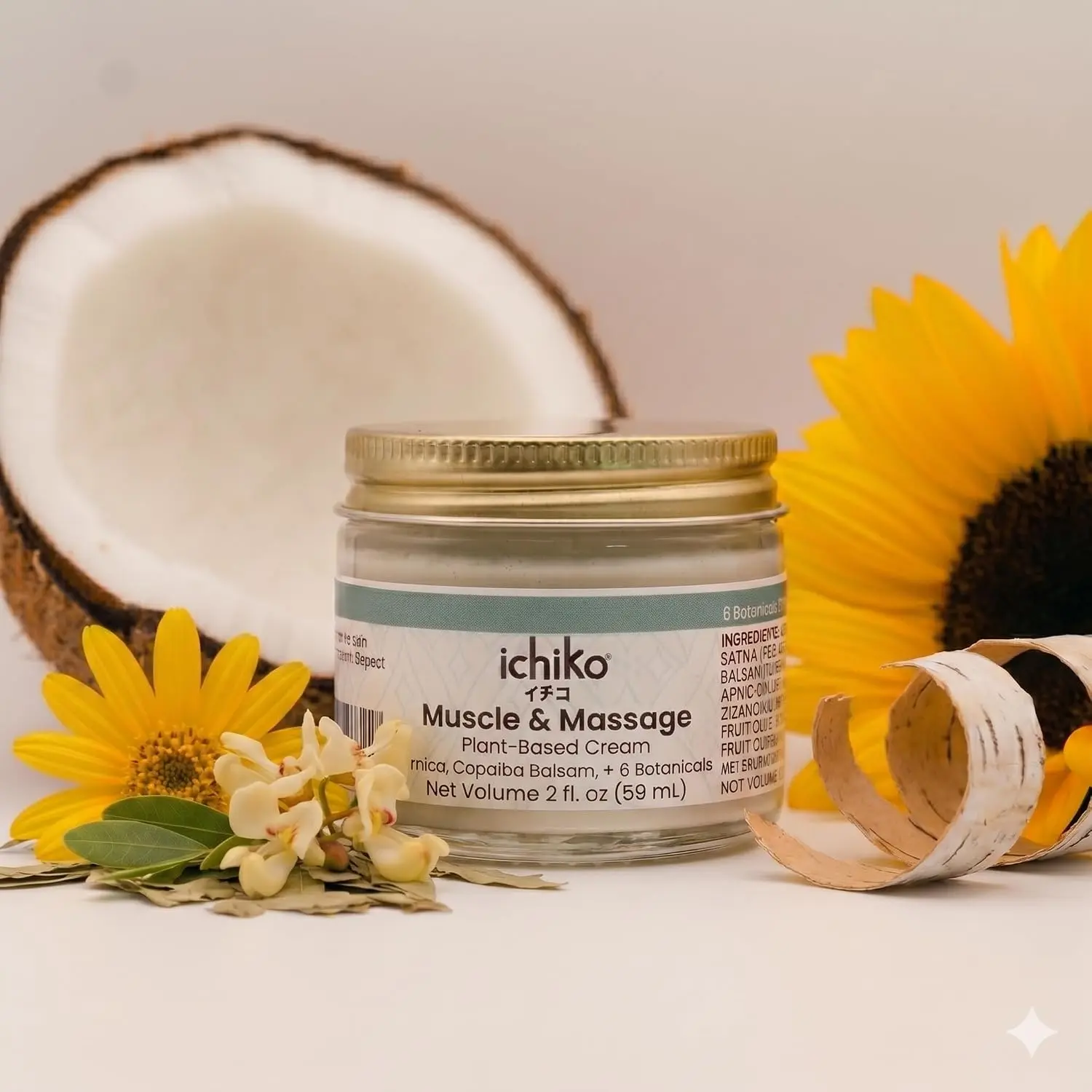 Ichiko Muscle and Massage Cream, Potent Plant-Based Formula with Arnica, Copaiba Basalm, and 6 Botanicals