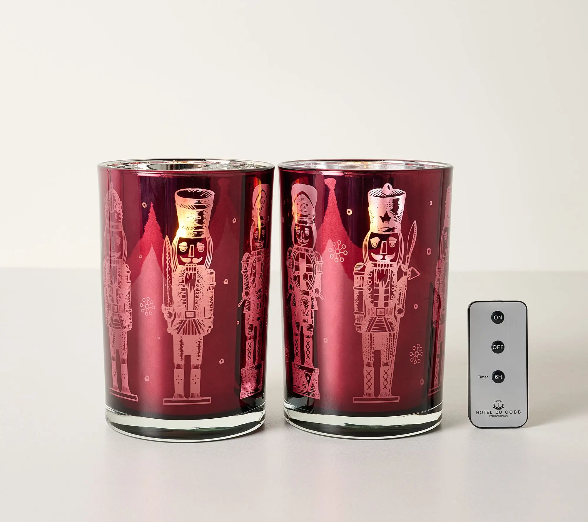 Hotel du Cobb by Dennis Basso S/2 Etched Glass Hurricanes