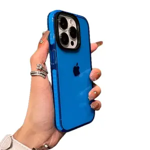 Two-tone airbag transparent phone case for iPhone 17 with side silicone strips for drop protection