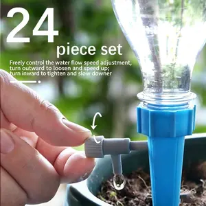 24 Set Blue Automatic Plant Watering Drip Kit, Adjustable Flow, Indoor & Garden Use, Compatible with Standard Bottles, Battery-Free System
