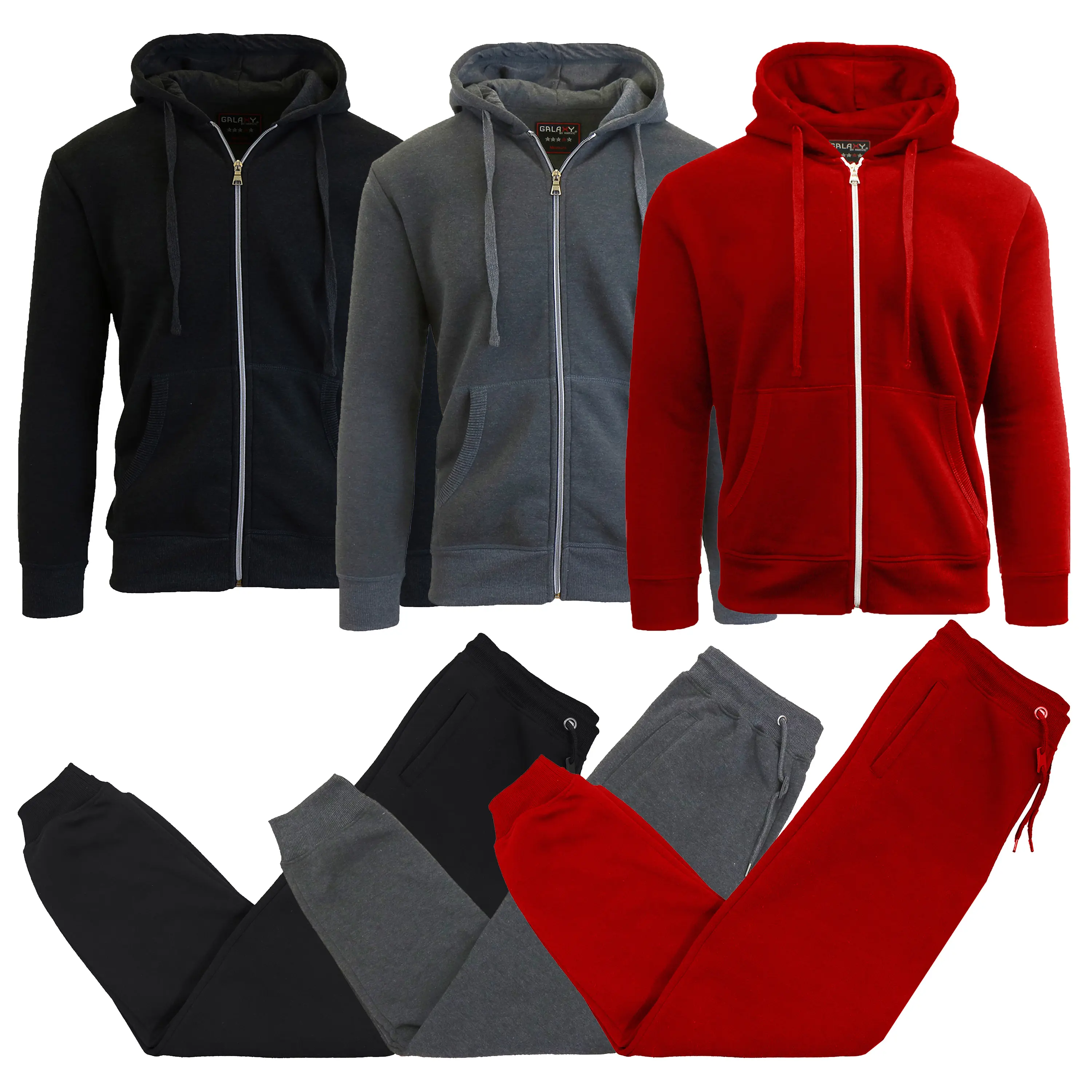 (6-Piece) Black - Charcoal - Red Sets