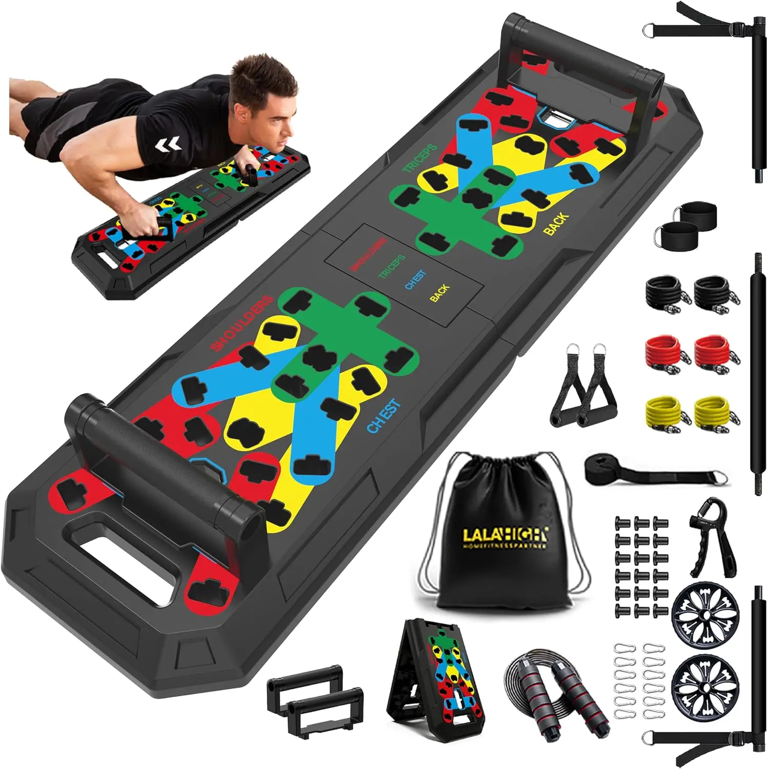 IUT Solid Push Up Board 15 in 1 Home Workout Equipment Multi-Functional Pushup Stands System Fitness Floor Chest Muscle Exercise Professional Equipment Burn Fat