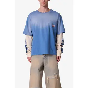 mnml Layered Flame Pocket L/S Tee - Washed Blue