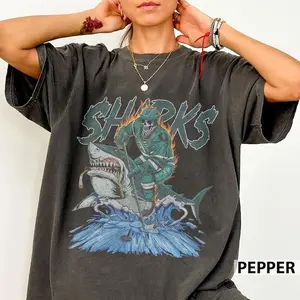 [Sale of Up To 15% + Free Ship] San Jose Hockey Skull Vintage Tee, Gift for Fan, Game Day Unisex Hockey Shirt