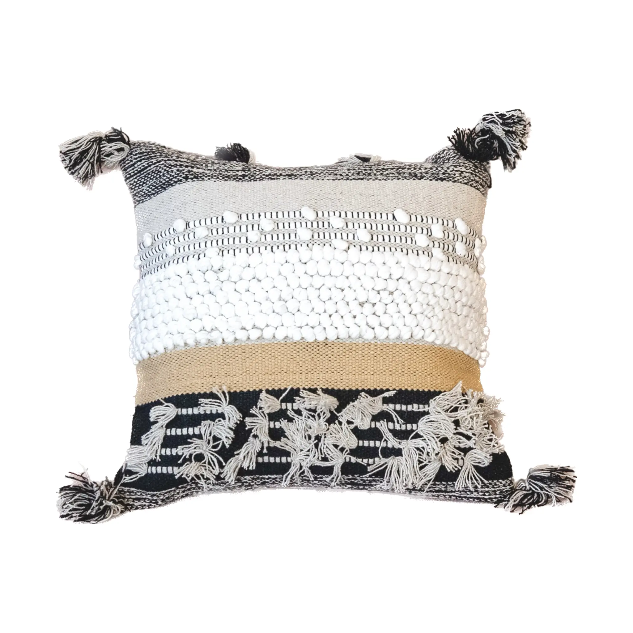 Black and white Moroccan square pillow