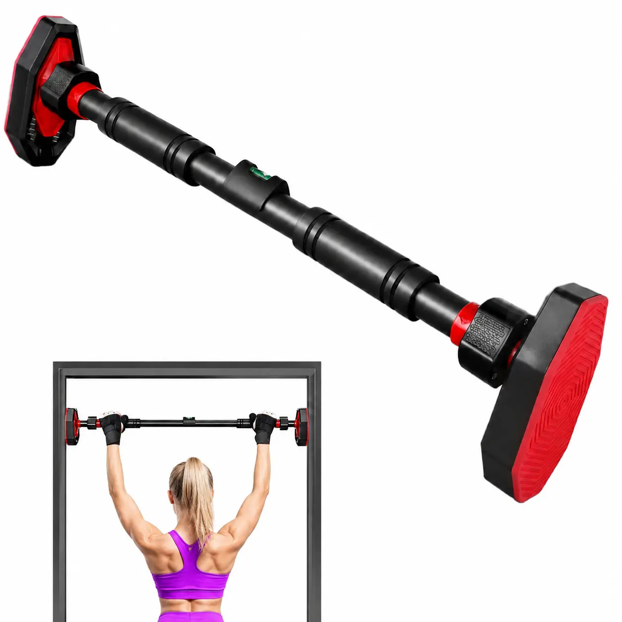 Pull Up Bar for Doorway, Adjustable No Screw Chin Up Bar, Heavy Duty 440lbs Home Gym Workout Bar for Adults & Kids Indoor Swing