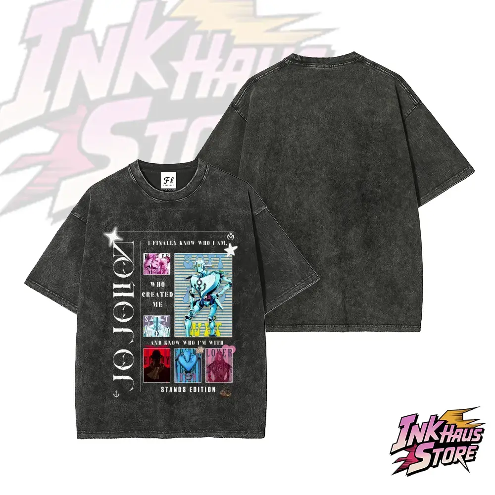 Josuke Higashikata ‘s Stand (Soft & Wet) *JoJo's Bizarre Adventure Part 8: JoJolion*--Short Sleeve Cotton Unisex Retro wash Tee