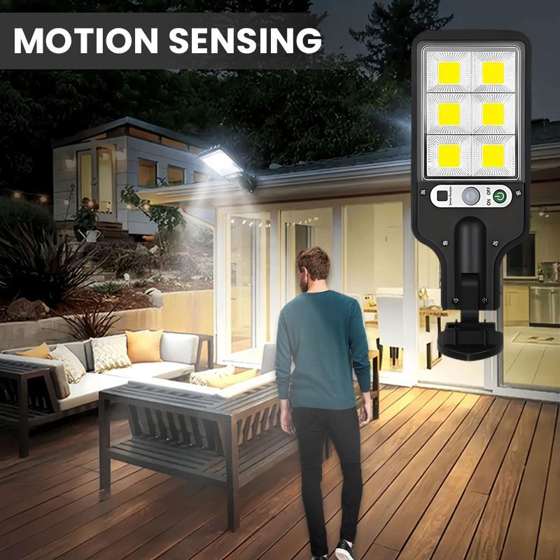 Led Solar Street Lights Outdoor, 4 Pack 120 Led Remote Control Wireless Ip65 Motion Sensor Security Wall Light with 3 Modes for Garden, Street, Deck, Yard, Garage, Patio