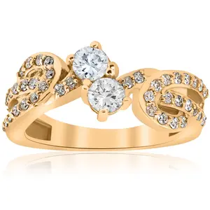 1 cttw Diamond Two Stone Forever Us Engagement Ring 14k Yellow Gold
