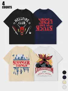 Men Women Stranger Things Theme Home Wear Short Sleeve Top Set, Soft Comfortable Casual Fit, Perfect for Home or Party