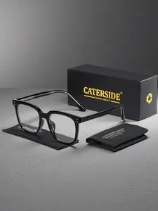 CATERSIDE Classic High-End Pin Design Square Frame Glasses, Unisex Metal Frame Lenses, Casual Style for All Seasons Outdoor Cycling Street Photography