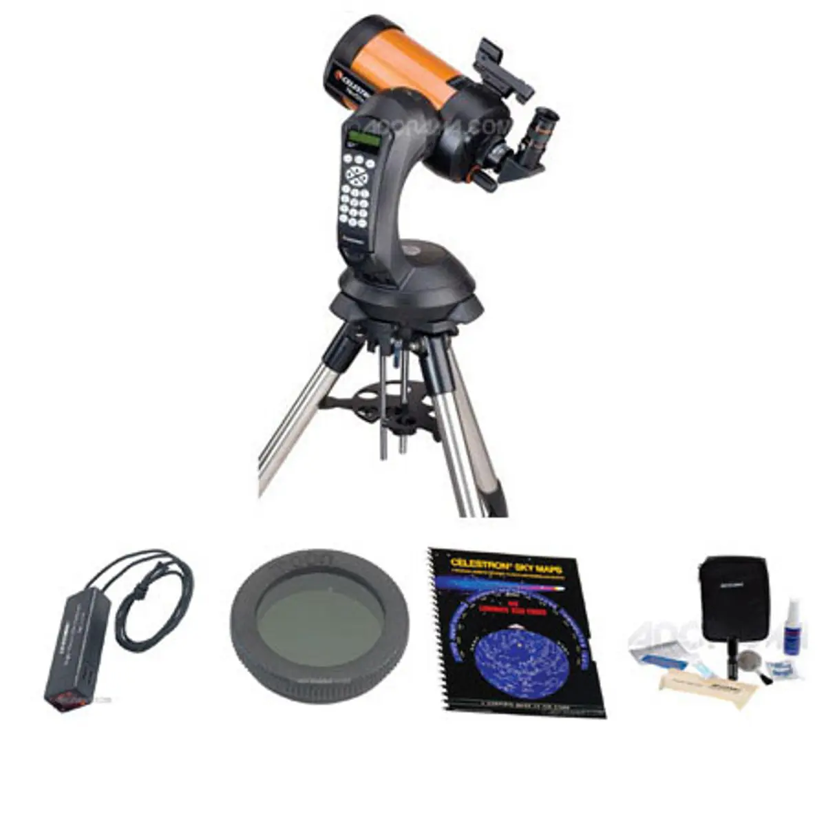 Celestron NexStar 5 SE Schmidt-Cassegrain Computerized Telescope, Bundle with Night Vision Flash Light, Sky Maps Book, 1.25" Moon Filter, Cleaning Kit