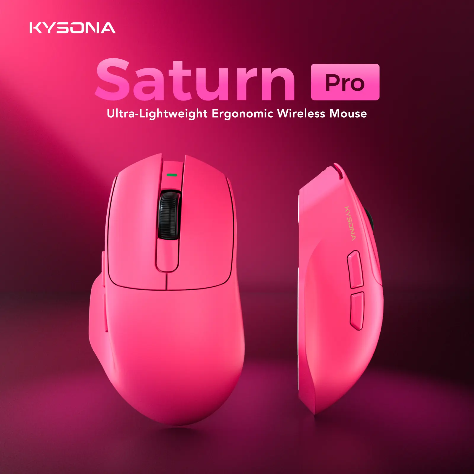 KYSONA Saturn Pro Ergonomic Gaming Mouse, PAW3395 Sensor, 26000 DPI, 58g Ultra Lightweight, 8000Hz Polling Rate, 100M Click Switches, 500mAh Battery 200H Runtime, Wired Bluetooth 2.4G Tri-Mode, Compatible with PC Laptop PS4 PS5 for Office & Pro Gamers, Re