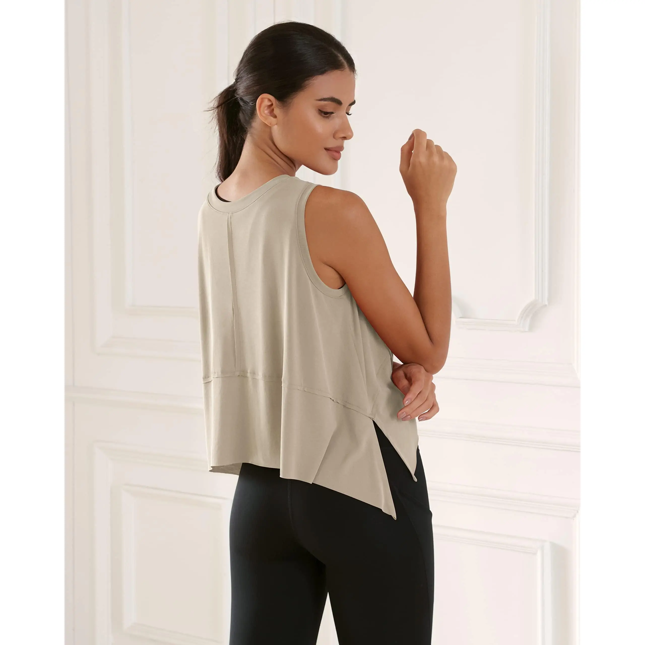 ODODOS Modal Soft Sleeveless Crop Top for Women Athletic Tee Gym Workout Cropped Yoga Tank ODODOS Modal Soft Sleeveless Crop Top for Women Athletic Tee Gym Workout Cropped Yoga Tank