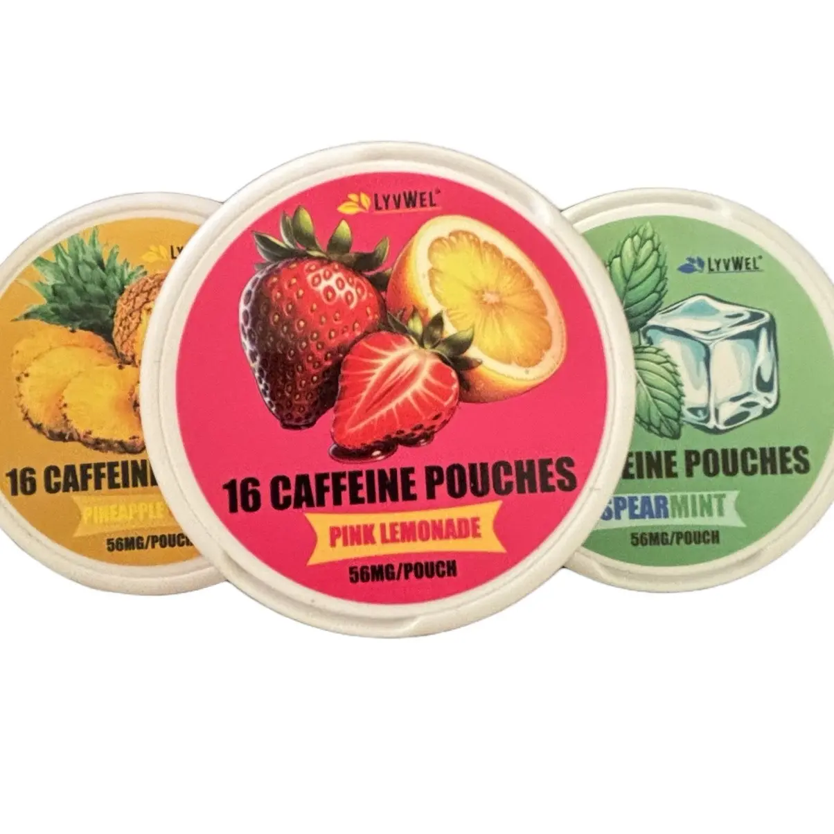 Evergy 3 Pack Caffeine Pouches - Pink Lemonade, Pineapple Crush & Spearmint Energy Drink - Sweet Beverage Flavor for Immune Support