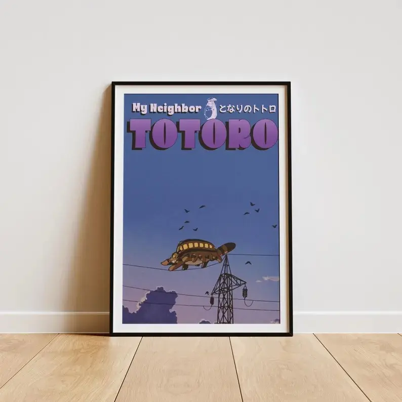 My Neighbor Totoro Retro Ghibli Poster, Aesthetic Nostalgic Wall Art, Gift Idea for Ghibli Fans