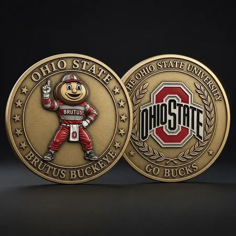 Ohio State Buckeyes challenge coin Ohio State University Brutus Buckeye Go Bucks college football fan collectible coin gift