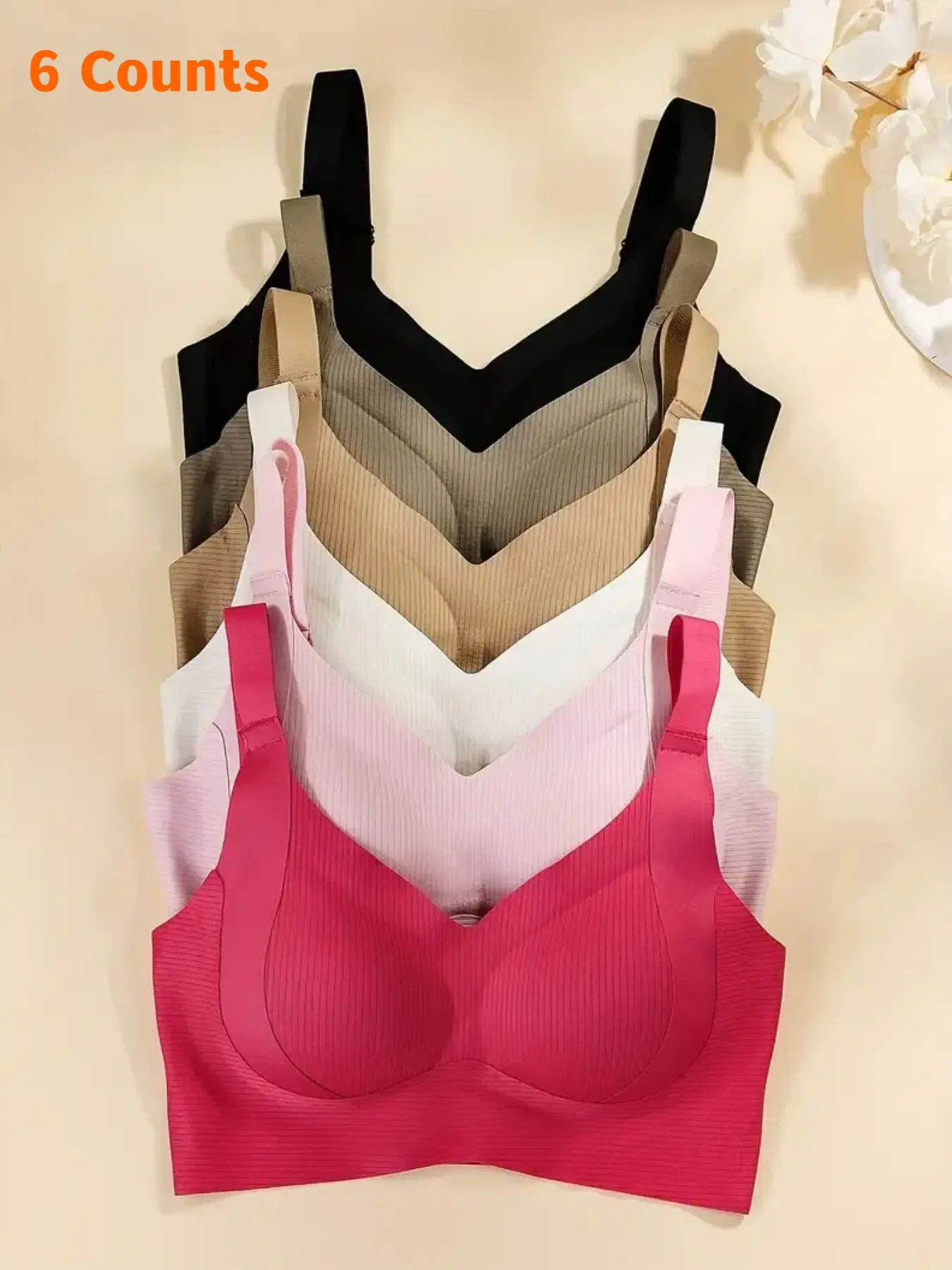 Women's Solid Color Bra, Minimalist Comfortable Push Up Bra, Underwear for Women, Lingerie, Softness Underwear for All Seasons, Wirefree Bra, Breathable Comfy Bra, Casual, Classic Bra, Bra Pack