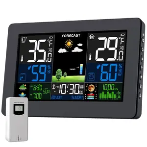 Indoor-Outdoor Temperature-Sensing Thermometer Station with Remote Sensor, Large Display, Home Weather Forecast, Clock, Barometric Pressure & Moon Phase, Temperature-Sensing Indoor-Outdoor Thermometers