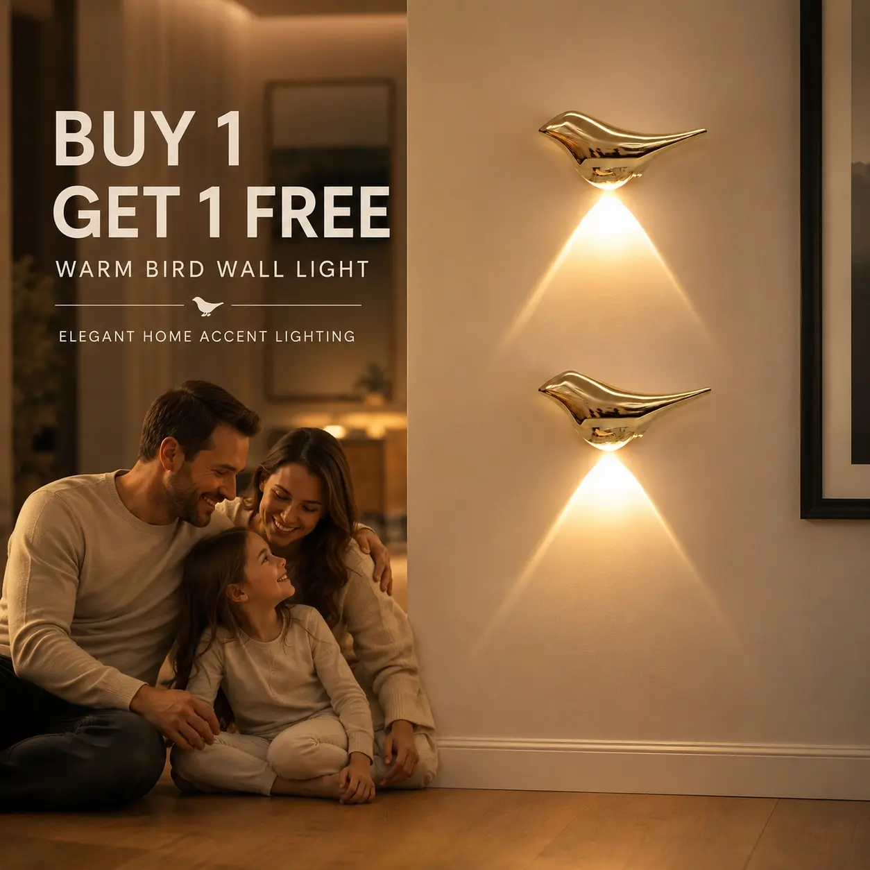 Buy 1 Get 1 Free! Motion Sensor Bird Wall Lamp, 2PC/8PC Rechargeable Cordless LED Decorative Night Light for Camping, Hiking, Living Rooms, Bathrooms (Wall Lamp Cordless for Outdoor & Indoor Use)