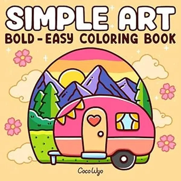 Coco Wyo Simple Art Bold Easy Coloring Book for Adults and Teens Regular Edition Minimalist Features Relaxation Designs