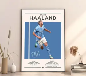 Football Player Poster, Soccer Wall Art Erling Haaland Poster, Manchester City Poster, Soccer Gifts, Sports Poster, Sports Bedroom Posters