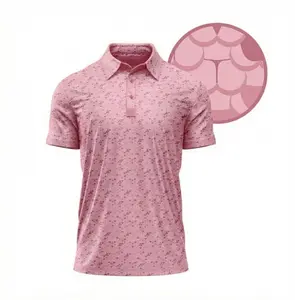 Whale Tail pink Men's Polo Master Tour Polo Shirt All-Over Print Lightweight Quick-Dry Fabric 3-Button Placket Regular Fit S to 5XL