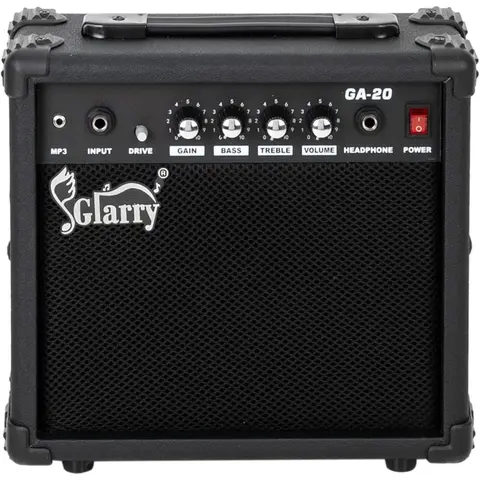 GLARRY 20W Electric Guitar Tube Amp - 6.61lb Lightweight Portable 6.5 Inch Speaker Practice Combo with Adjustable Bass, Volume, Treble, Middle Controls, 1/4 Inch Headphone Aux-In, 1/8 Auxiliary Input, Stable Voltage, Durability, Noise & Clip Reduction