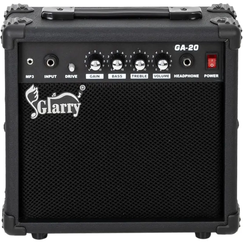 GLARRY 20W Electric Guitar Tube Amp - 6.61lb Lightweight Portable 6.5 Inch Speaker Practice Combo with Adjustable Bass, Volume, Treble, Middle Controls, 1/4 Inch Headphone Aux-In, 1/8 Auxiliary Input, Stable Voltage, Durability, Noise & Clip Reduction