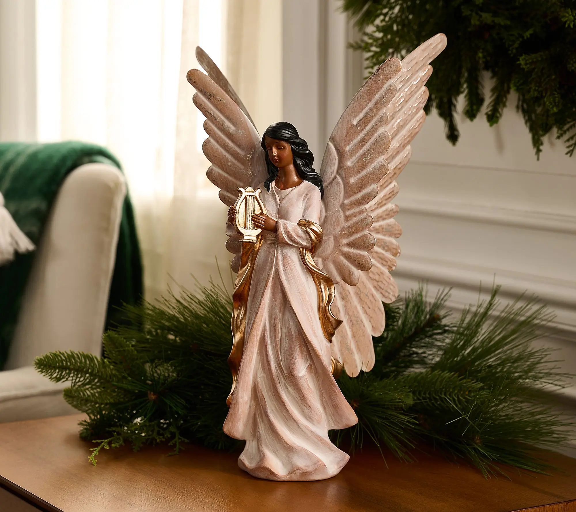 16" Angel with Instrument with Metal Wings by Valerie 16" Angel with Instrument with Metal Wings by Valerie