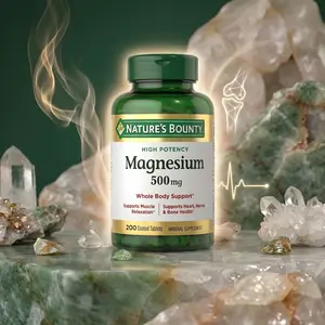 Nature’s Bounty Magnesium 500mg - High Potency Supplement for Muscle & Bone Health - 200 Tablets