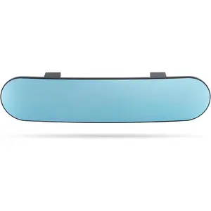 Rear View Mirror for Car,11.8" Convex Panoramic Wide Angel View Mirrors Extender,Blue Tint Anti Glare,Rounded Corner,Universal Clip on Interior Rearview Mirror for Truck Car and SUV (Blue)