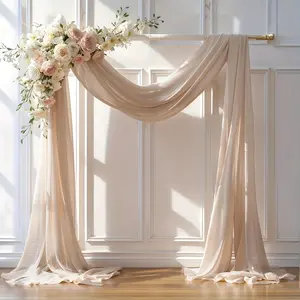 1 piece of wedding arch sheer veil, 1 piece of 17" x 224" deep champagne-colored wedding arch decorative sheer, party decoration, wedding decoration, wedding ceremony, party ceiling decoration, photo booth backdrop decoration.