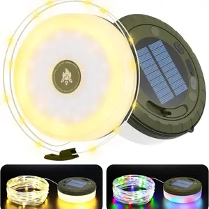 Solar Camping Light String, 2-In-1 Waterproof Led Outdoor Solar Lights, 32.8 Feet 8 Modes, 2000mah USB Rechargeable, Portable Lantern
