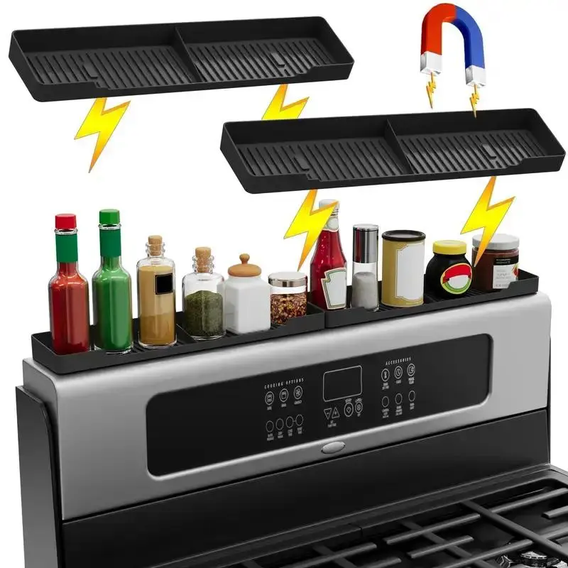 Kitchen Stove Magnetic Silicone Rack, Magnetic Stove Top Spice Rack ...