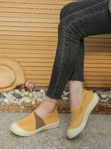 New Breathable Mesh Women's Shoes, Soft Sole Slip-On Casual Walking Shoes, Versatile Commute Colorblock Shoes for All Seasons, Casual Textile Shoes