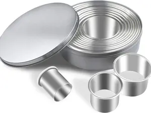 12 Pieces round Cookie Cutters Set Stainless Steel Cookie Cutter Set Biscuit Plain Edge round Cutters Circle Baking Metal Ring Molds Metal Ring Baking Molds Circle Pastry Donut Doughnut Cutter Set TTSAM