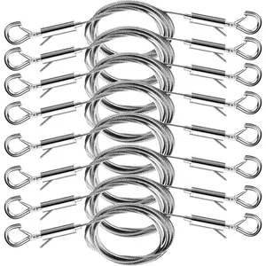 8PCS Adjustable Picture Hanging Wire Kit, 6.6FT Heavy Duty Stainless Steel Rope for Hanging Frame Mirror Pictures Billboards Basket Flowerpot, Supports Up to 66lbs