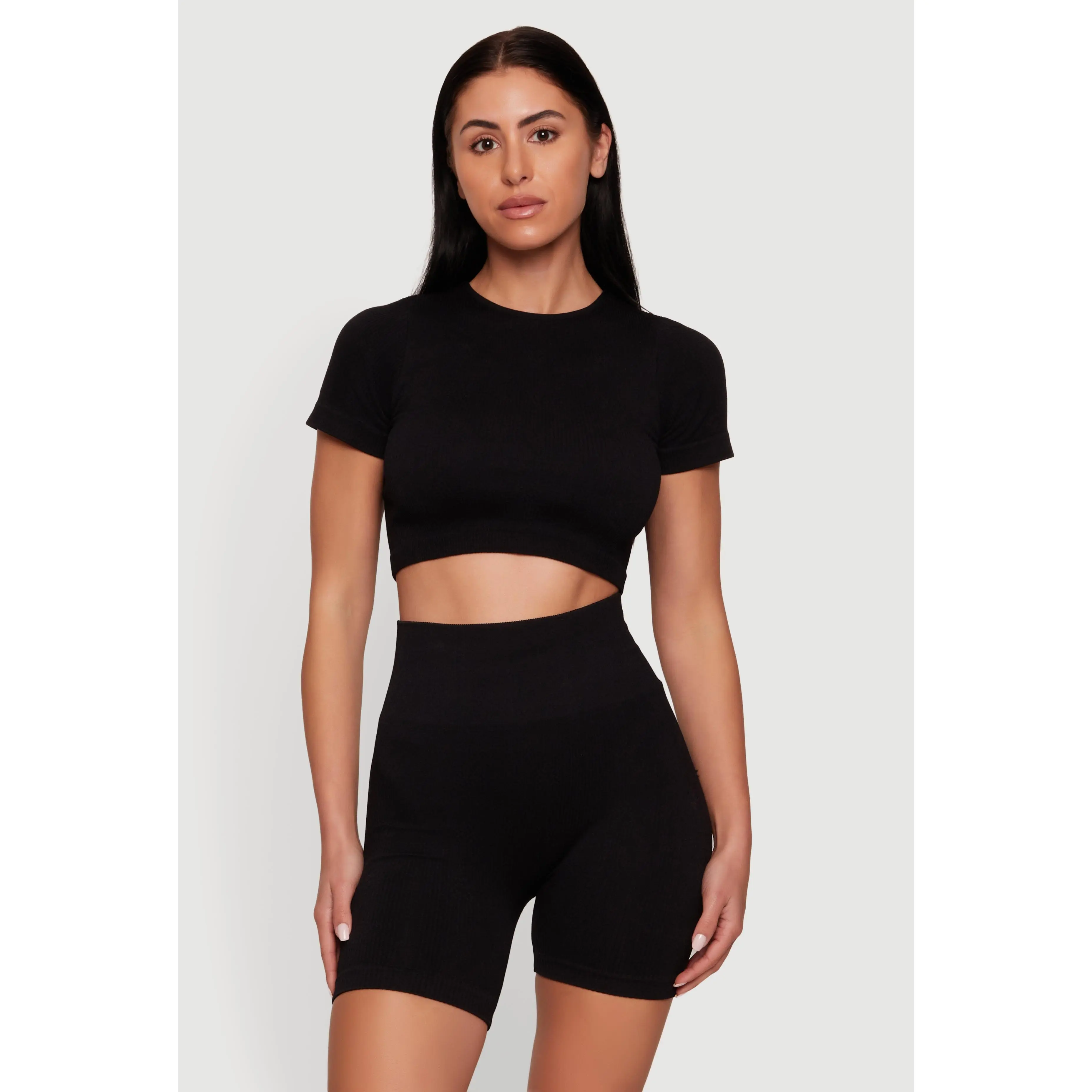Seamless Compression Rib Knit Crop Top