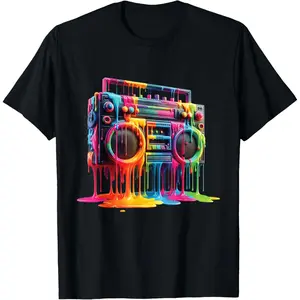 Dripping Paint Boombox Old-School 80S Hip Hop Street Style T-Shirt