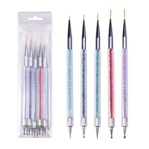 [1set Nail Art Brush Set]1set Double-Ended Nail Art Brush Set with Liner, Detail, and Dotting Pens for Salon-Quality Manicures at Home Nail Art Tools