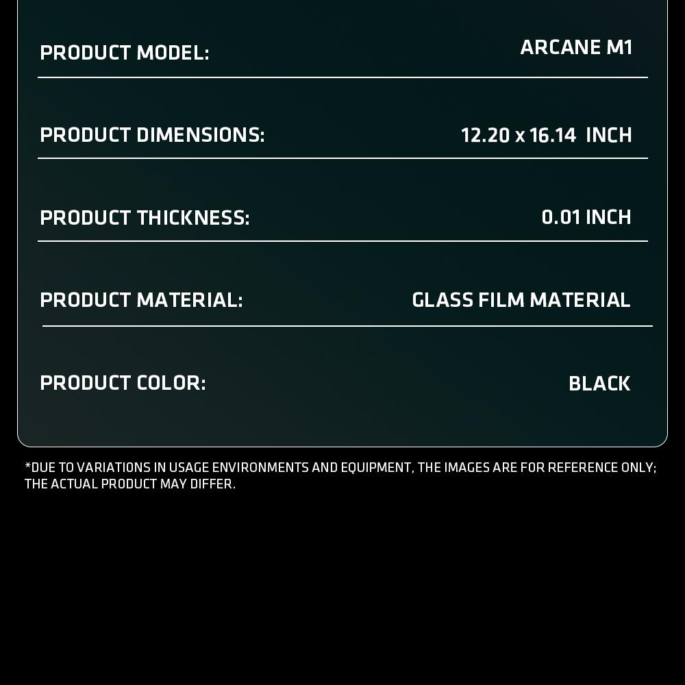 YEAH MAGIC Arcane M1 Micro-Etched Glass Gaming Mouse Pad - Hard Computer Mousepad for PC Gaming Setup, Anti-Slip Base, 12.2×16.14in Bundle with Arm Sleeve, Speed Mouse Skates, Hard Mousepad, Computer Mouse Pad