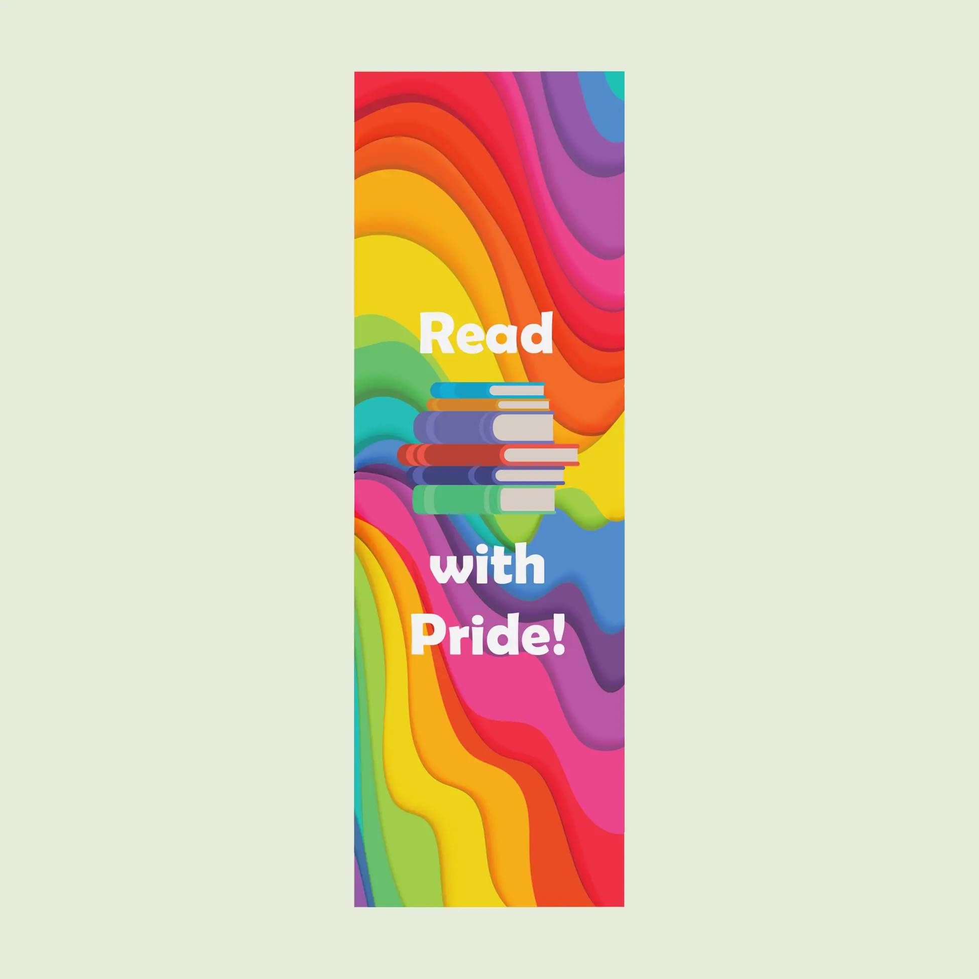Read with Pride Bookmark - Colorful Design Featuring Books and "Read with Pride!" Text