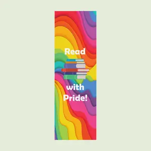 Read with Pride Bookmark - Colorful Design Featuring Books and "Read with Pride!" Text