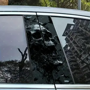 Skull Pattern Car Window Sticker, Car B-pillar Waterproof & Anti-scratch Sticker, Car Exterior Decoration Accessories for Car, Wall, Glass