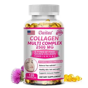 Daitea Collagen Health Supplement, supports healthy skin, nails, and hair, 120 capsules.