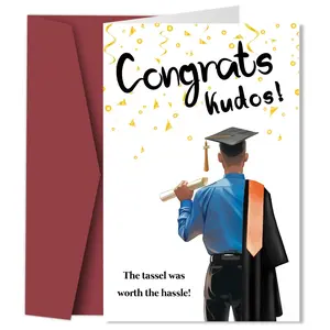 Graduation Card Set, Grad Party Invitation Cards & Congratulations Gifts, Foldable Design (includes Envelope), Ideal for High School University